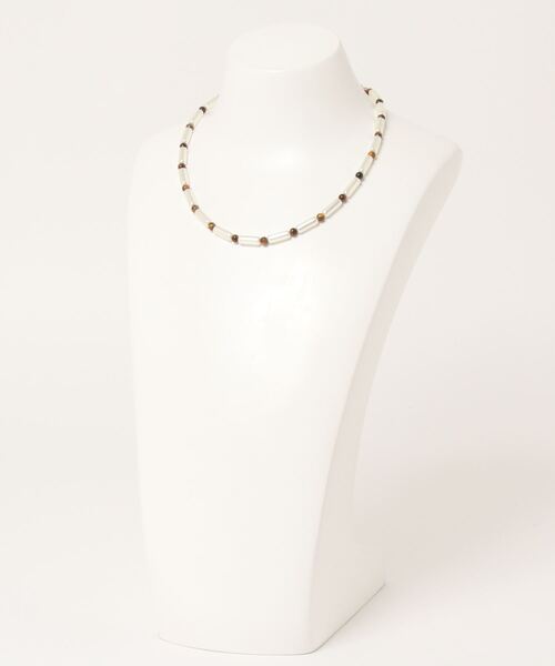 CIAOPANIC(チャオパニック)の「虎目石パールネックレス(ネックレス・レディース・ホワイト・FREE)」の2枚目の写真