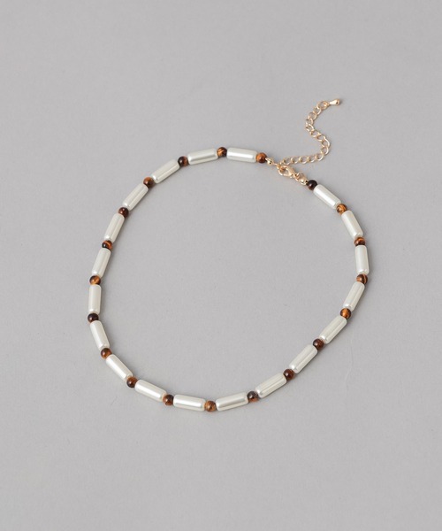 CIAOPANIC(チャオパニック)の「虎目石パールネックレス(ネックレス・レディース・ホワイト・FREE)」の6枚目の写真