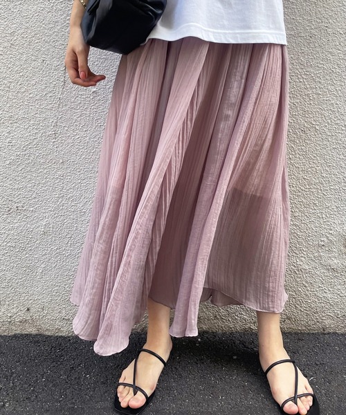 MADEMOISELLE ROPE'（マドモアゼル ロペ）の「シアータックフレアスカート（スカート・レディース・ブラック/ブラウン/ラベンダー・38）」の3枚目の写真