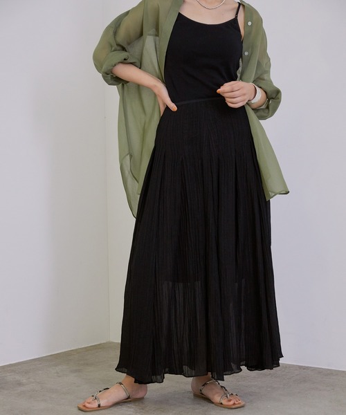 MADEMOISELLE ROPE'（マドモアゼル ロペ）の「シアータックフレアスカート（スカート・レディース・ブラック/ブラウン/ラベンダー・38）」の4枚目の写真