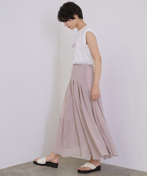 MADEMOISELLE ROPE'（マドモアゼル ロペ）の「シアータックフレアスカート（スカート・レディース・ブラック/ブラウン/ラベンダー・38）」の5枚目の写真