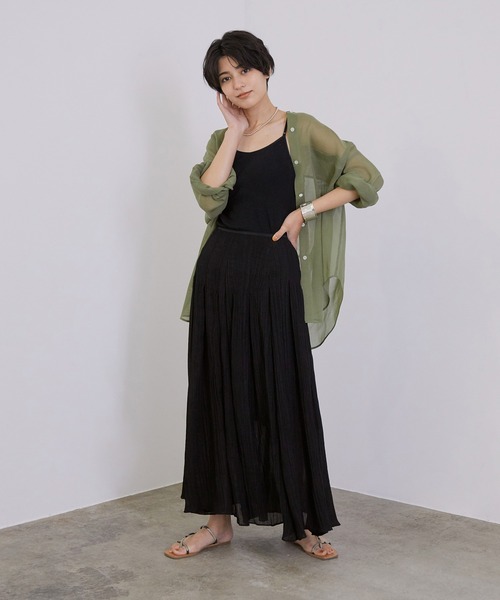 MADEMOISELLE ROPE'（マドモアゼル ロペ）の「シアータックフレアスカート（スカート・レディース・ブラック/ブラウン/ラベンダー・38）」の15枚目の写真