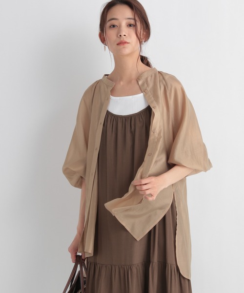 Andemiu（アンデミュウ）の「シアーデザインシャツ950411（シャツ/ブラウス・レディース・ベージュ/ブラック/オレンジ・FREE）」の3枚目の写真