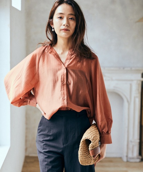 Andemiu（アンデミュウ）の「シアーデザインシャツ950411（シャツ/ブラウス・レディース・ベージュ/ブラック/オレンジ・FREE）」の10枚目の写真