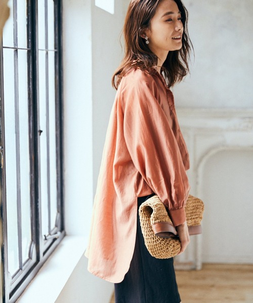 Andemiu（アンデミュウ）の「シアーデザインシャツ950411（シャツ/ブラウス・レディース・ベージュ/ブラック/オレンジ・FREE）」の11枚目の写真