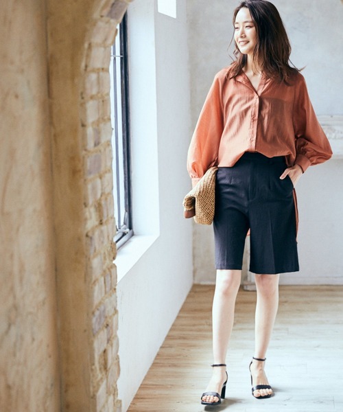 Andemiu（アンデミュウ）の「シアーデザインシャツ950411（シャツ/ブラウス・レディース・ベージュ/ブラック/オレンジ・FREE）」の13枚目の写真