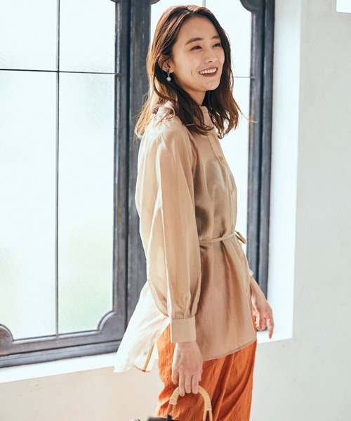 Andemiu（アンデミュウ）の「シアーデザインシャツ950411（シャツ/ブラウス・レディース・ベージュ/ブラック/オレンジ・FREE）」の15枚目の写真