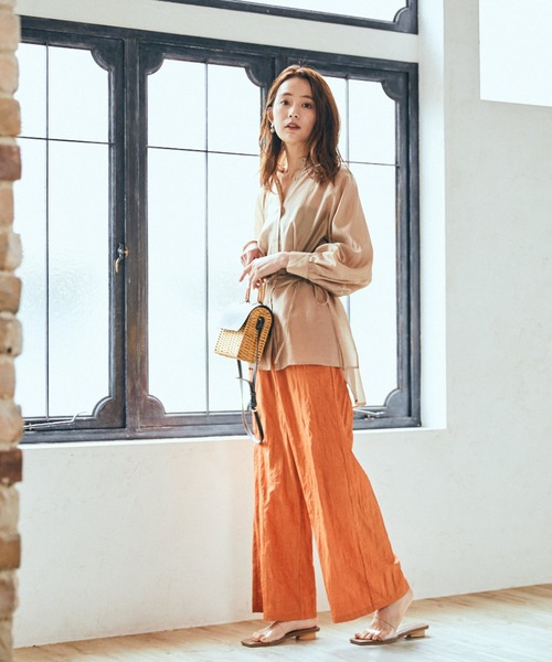 Andemiu（アンデミュウ）の「シアーデザインシャツ950411（シャツ/ブラウス・レディース・ベージュ/ブラック/オレンジ・FREE）」の17枚目の写真