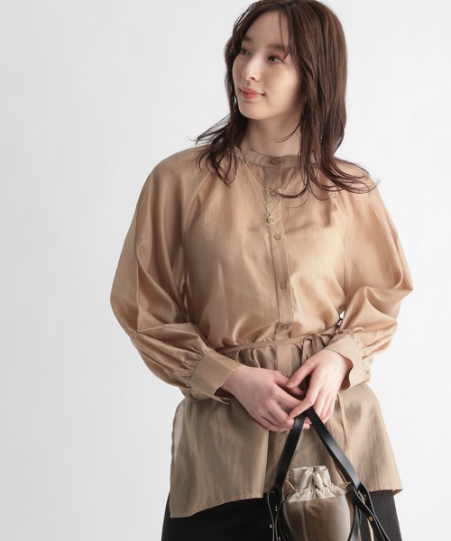 Andemiu（アンデミュウ）の「シアーデザインシャツ950411（シャツ/ブラウス・レディース・ベージュ/ブラック/オレンジ・FREE）」の21枚目の写真