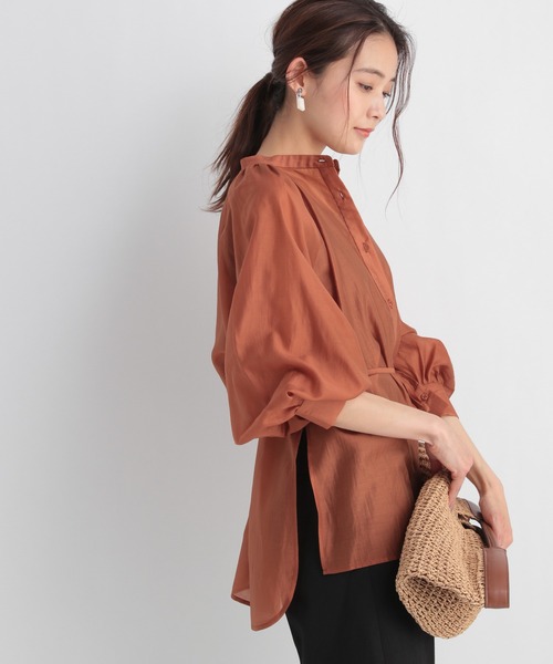 Andemiu（アンデミュウ）の「シアーデザインシャツ950411（シャツ/ブラウス・レディース・ベージュ/ブラック/オレンジ・FREE）」の4枚目の写真