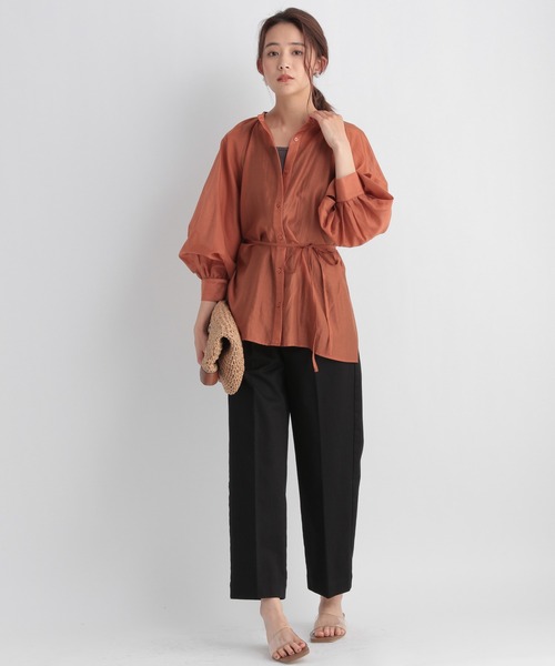 Andemiu（アンデミュウ）の「シアーデザインシャツ950411（シャツ/ブラウス・レディース・ベージュ/ブラック/オレンジ・FREE）」の5枚目の写真