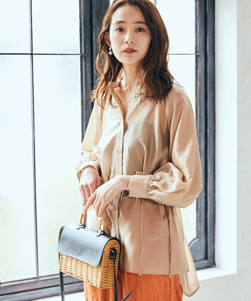 Andemiu（アンデミュウ）の「シアーデザインシャツ950411（シャツ/ブラウス・レディース・ベージュ/ブラック/オレンジ・FREE）」の9枚目の写真