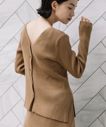 ストレッチプレーティングリブニット 2WAYトップス(セットアップ可)