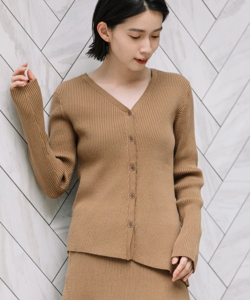 Munich（ミューニック）の「ストレッチプレーティングリブニット　2WAYトップス(セットアップ可)（ニット/セーター・レディース・チャコールグレー/ラベンダー/キャメル/グレイッシュベージュ・FREE）」の20枚目の写真