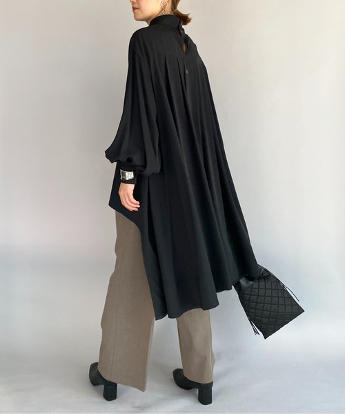 audrey and john wad(オードリーアンドジョンワッド)の「フロントピンタックワイドパンツ(スラックス・レディース・ブラック/ダークブラウン・M)」の16枚目の写真