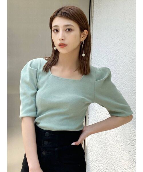 EMODA(エモダ)の「タックスリーブフィットトップ(Tシャツ/カットソー・レディース・ホワイト/ミント/イエロー/ブラック・FREE)」の11枚目の写真