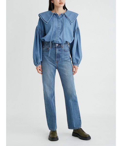 Mila Owen（ミラオーウェン）の「ストレートデニムパンツ（デニムパンツ・レディース・ライトブルー/ブラック/ブルー・1/0）」の5枚目の写真