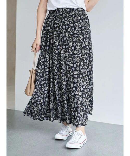 earth music&ecology（アースミュージックアンドエコロジー）の「更紗フラワープリントスカート ＊（スカート・レディース・ブラック/ベージュ/ミント・FREE）」の7枚目の写真