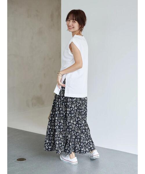 earth music&ecology（アースミュージックアンドエコロジー）の「更紗フラワープリントスカート ＊（スカート・レディース・ブラック/ベージュ/ミント・FREE）」の15枚目の写真