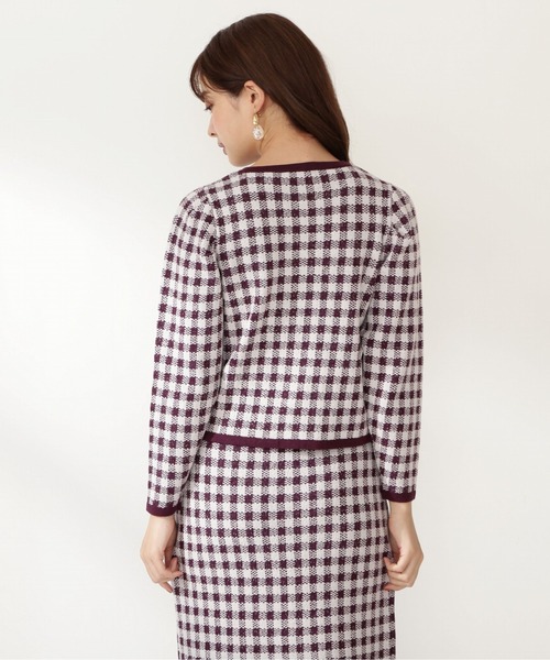 PROPORTION BODY DRESSING（プロポーションボディドレッシング）の「チェックジャガードカーデ / 1211274915（カーディガン/ボレロ・レディース・ブラック/ボルドー・FREE）」の7枚目の写真