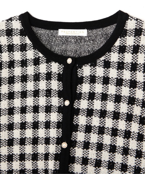 PROPORTION BODY DRESSING（プロポーションボディドレッシング）の「チェックジャガードカーデ / 1211274915（カーディガン/ボレロ・レディース・ブラック/ボルドー・FREE）」の10枚目の写真