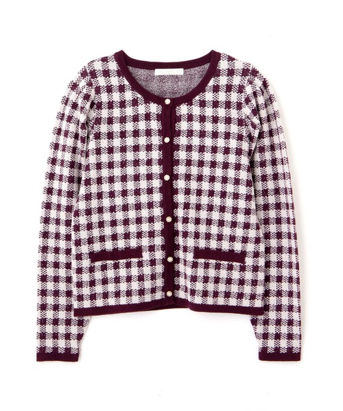 PROPORTION BODY DRESSING（プロポーションボディドレッシング）の「チェックジャガードカーデ / 1211274915（カーディガン/ボレロ・レディース・ブラック/ボルドー・FREE）」の15枚目の写真