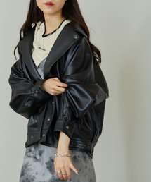 PUBLUX | ▽【PUBLUX/パブリュクス】エコレザーライダースジャケット　レザーブルゾン(ライダースジャケット)