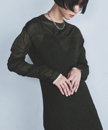 lautreamont BLEUBLANC | 配色シアーギャザーワンピース≪手洗い可能≫(ワンピース)