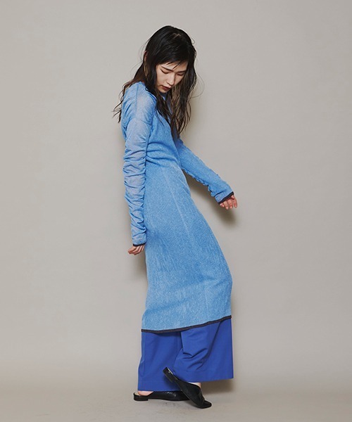 lautreamont BLEUBLANC（ロートレアモンブルーブラン）の「<lautreamont BLEUBLANC>配色シアーギャザーワンピース≪手洗い可能≫（ワンピース・レディース・グレー/カーキ/ブルー・9号）」の18枚目の写真