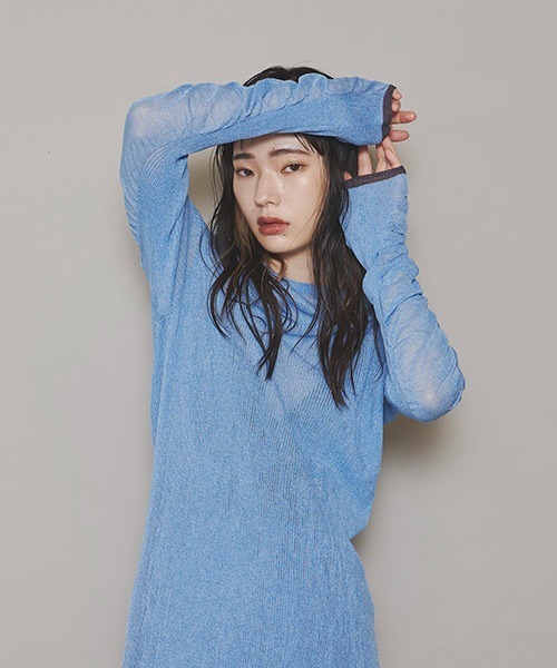 lautreamont BLEUBLANC（ロートレアモンブルーブラン）の「<lautreamont BLEUBLANC>配色シアーギャザーワンピース≪手洗い可能≫（ワンピース・レディース・グレー/カーキ/ブルー・9号）」の16枚目の写真