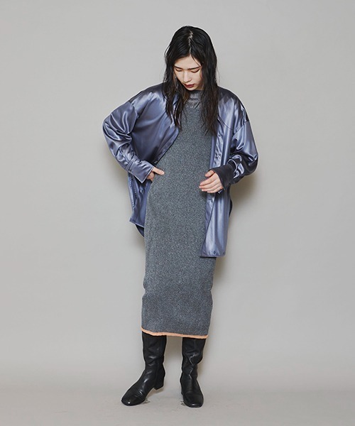 lautreamont BLEUBLANC（ロートレアモンブルーブラン）の「<lautreamont BLEUBLANC>配色シアーギャザーワンピース≪手洗い可能≫（ワンピース・レディース・グレー/カーキ/ブルー・9号）」の22枚目の写真