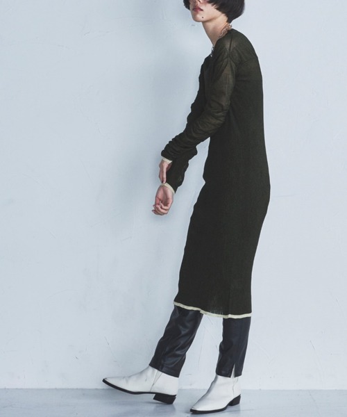 lautreamont BLEUBLANC（ロートレアモンブルーブラン）の「<lautreamont BLEUBLANC>配色シアーギャザーワンピース≪手洗い可能≫（ワンピース・レディース・グレー/カーキ/ブルー・9号）」の10枚目の写真