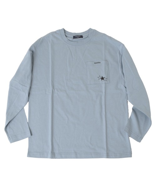 GLAZOS（グラソス）の「天竺・ドロップショルダーポケットスタープリント長袖Tシャツ（Tシャツ/カットソー・キッズ・ブラック/ライトブルー/ホワイト/グレー・130cm/140cm/160cm/170cm/150cm）」の11枚目の写真