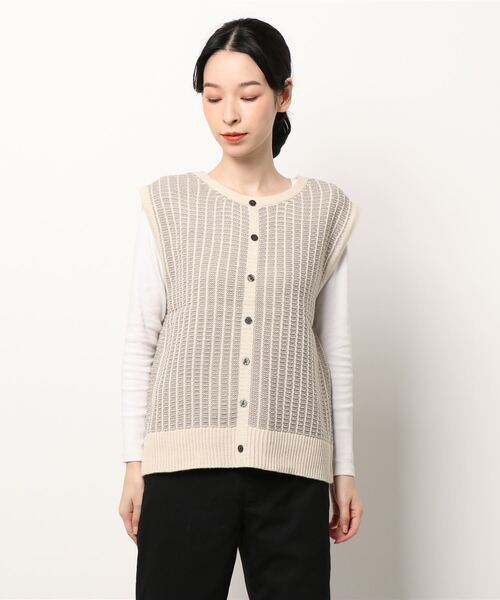 HONEYSUCKLE ROSE（ハニーサックルローズ）の「【HONEYSUCKLE ROSE】前後２ＷＡＹベスト（ベスト・レディース・オフホワイト/ブラック・M/L）」の5枚目の写真