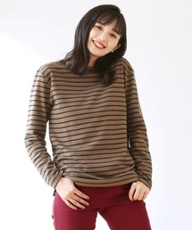 SMILE LAND | 大きいサイズ ゆるシルエットボートネックリップルボーダープルオーバー(Tシャツ/カットソー)
