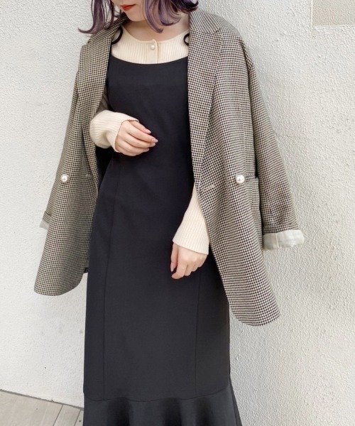 one after another NICE CLAUP（ワンアフターアナザーナイスクラップ）の「セットアップで着れる！パールボタンテーラードジャケット（テーラードジャケット・レディース・ブラック/ベージュ/その他1/その他2・FREE）」の4枚目の写真