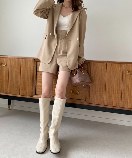 one after another NICE CLAUP（ワンアフターアナザーナイスクラップ）の「セットアップで着れる！パールボタンテーラードジャケット（テーラードジャケット・レディース・ブラック/ベージュ/その他1/その他2・FREE）」の7枚目の写真