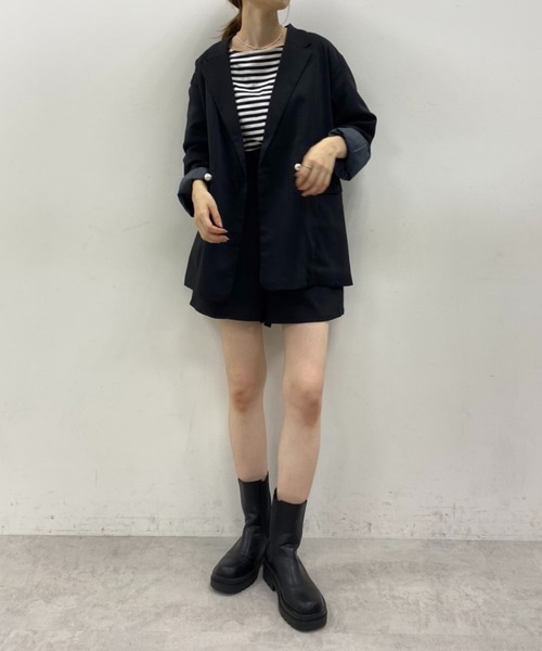 one after another NICE CLAUP（ワンアフターアナザーナイスクラップ）の「セットアップで着れる！パールボタンテーラードジャケット（テーラードジャケット・レディース・ブラック/ベージュ/その他1/その他2・FREE）」の16枚目の写真