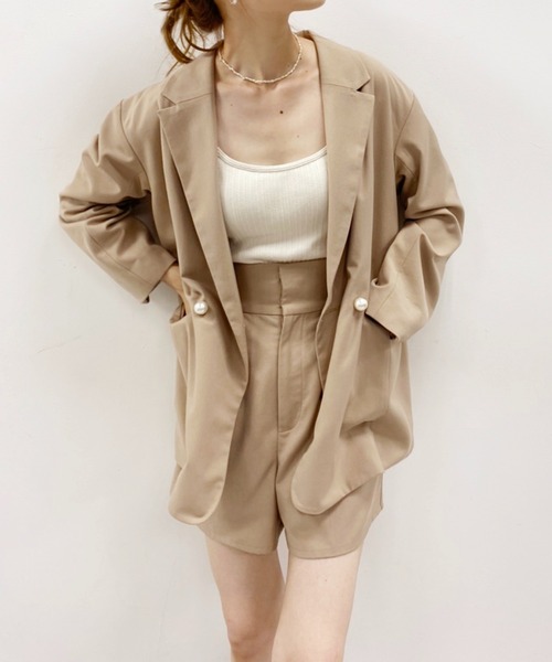 one after another NICE CLAUP（ワンアフターアナザーナイスクラップ）の「セットアップで着れる！パールボタンテーラードジャケット（テーラードジャケット・レディース・ブラック/ベージュ/その他1/その他2・FREE）」の18枚目の写真