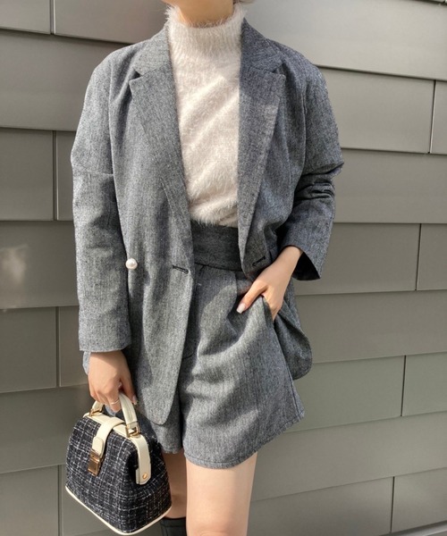 one after another NICE CLAUP（ワンアフターアナザーナイスクラップ）の「セットアップで着れる！パールボタンテーラードジャケット（テーラードジャケット・レディース・ブラック/ベージュ/その他1/その他2・FREE）」の10枚目の写真