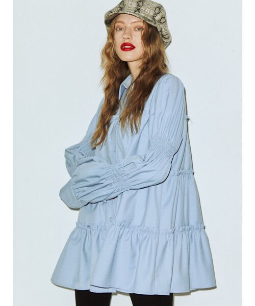 jouetie（ジュエティ）の「ティアードチュニックシャツ（シャツ/ブラウス・レディース・グリーン/ブラウン/ブラック/ブルー・MEDIUM）」の4枚目の写真