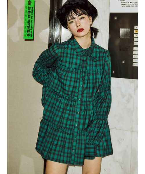 jouetie（ジュエティ）の「ティアードチュニックシャツ（シャツ/ブラウス・レディース・グリーン/ブラウン/ブラック/ブルー・MEDIUM）」の6枚目の写真