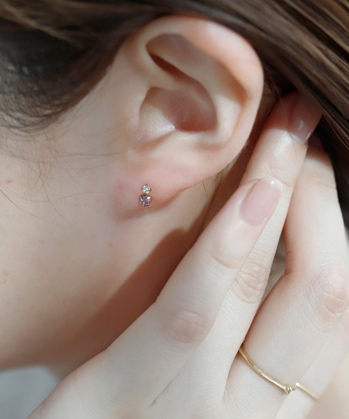 ハートストーンミニピアス[K10]（ピアス（両耳用））｜ANEMONE（アネモネ）