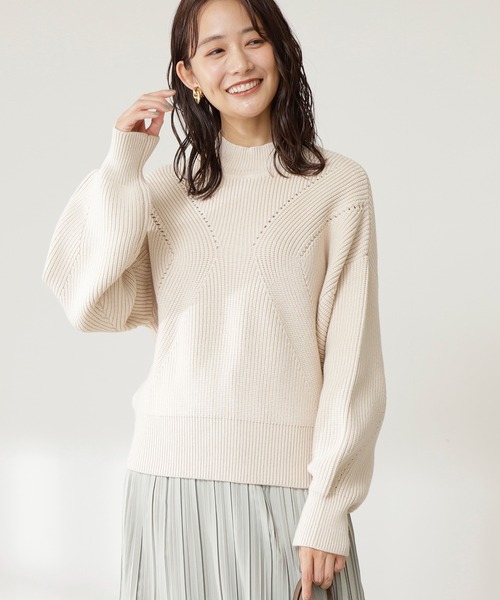 N.（N. Natural Beauty Basic）（エヌエヌナチュラルビューティーベーシック）の「◆アイレット畦ニット（ニット/セーター・レディース・ネイビー/オフホワイト/レッド/イエロー・MEDIUM）」の2枚目の写真