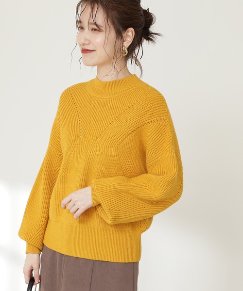 N.（N. Natural Beauty Basic）（エヌエヌナチュラルビューティーベーシック）の「◆アイレット畦ニット（ニット/セーター・レディース・ネイビー/オフホワイト/レッド/イエロー・MEDIUM）」の3枚目の写真