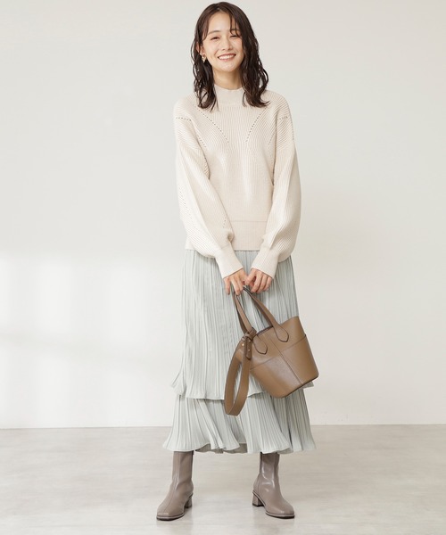 N.（N. Natural Beauty Basic）（エヌエヌナチュラルビューティーベーシック）の「◆アイレット畦ニット（ニット/セーター・レディース・ネイビー/オフホワイト/レッド/イエロー・MEDIUM）」の8枚目の写真