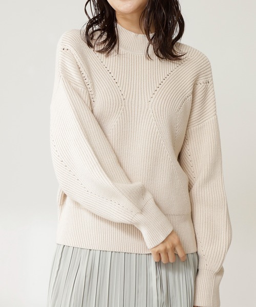 N.（N. Natural Beauty Basic）（エヌエヌナチュラルビューティーベーシック）の「◆アイレット畦ニット（ニット/セーター・レディース・ネイビー/オフホワイト/レッド/イエロー・MEDIUM）」の5枚目の写真