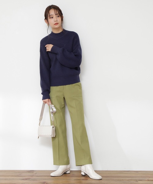 N.（N. Natural Beauty Basic）（エヌエヌナチュラルビューティーベーシック）の「◆アイレット畦ニット（ニット/セーター・レディース・ネイビー/オフホワイト/レッド/イエロー・MEDIUM）」の6枚目の写真