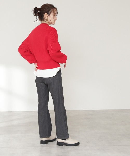 N.（N. Natural Beauty Basic）（エヌエヌナチュラルビューティーベーシック）の「◆アイレット畦ニット（ニット/セーター・レディース・ネイビー/オフホワイト/レッド/イエロー・MEDIUM）」の15枚目の写真