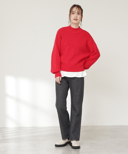 N.（N. Natural Beauty Basic）（エヌエヌナチュラルビューティーベーシック）の「◆アイレット畦ニット（ニット/セーター・レディース・ネイビー/オフホワイト/レッド/イエロー・MEDIUM）」の16枚目の写真